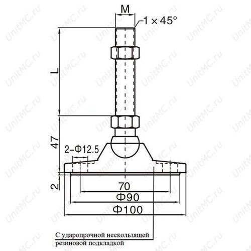 Опора регулируемая шарнирная DGT100-1650 100xM16x50