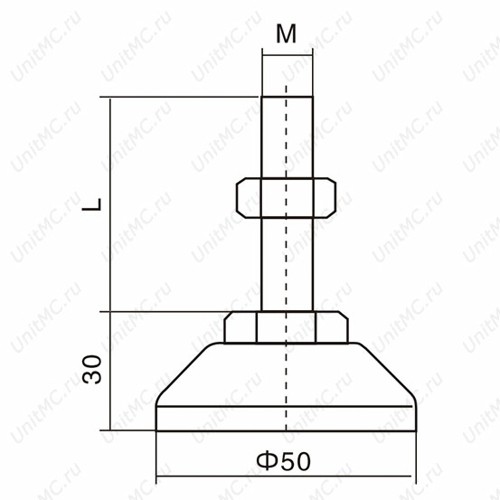 Опора винтовая регулируемая 400202 50xM12x150