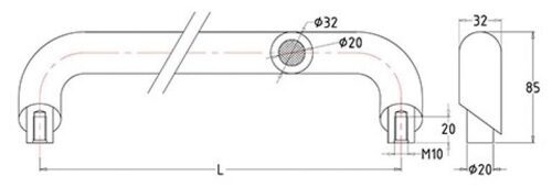 ТЕХНИЧЕСКАЯ РУЧКА ПОЛИПРОПИЛЕНОВАЯ 14130 L=230mm нерж
